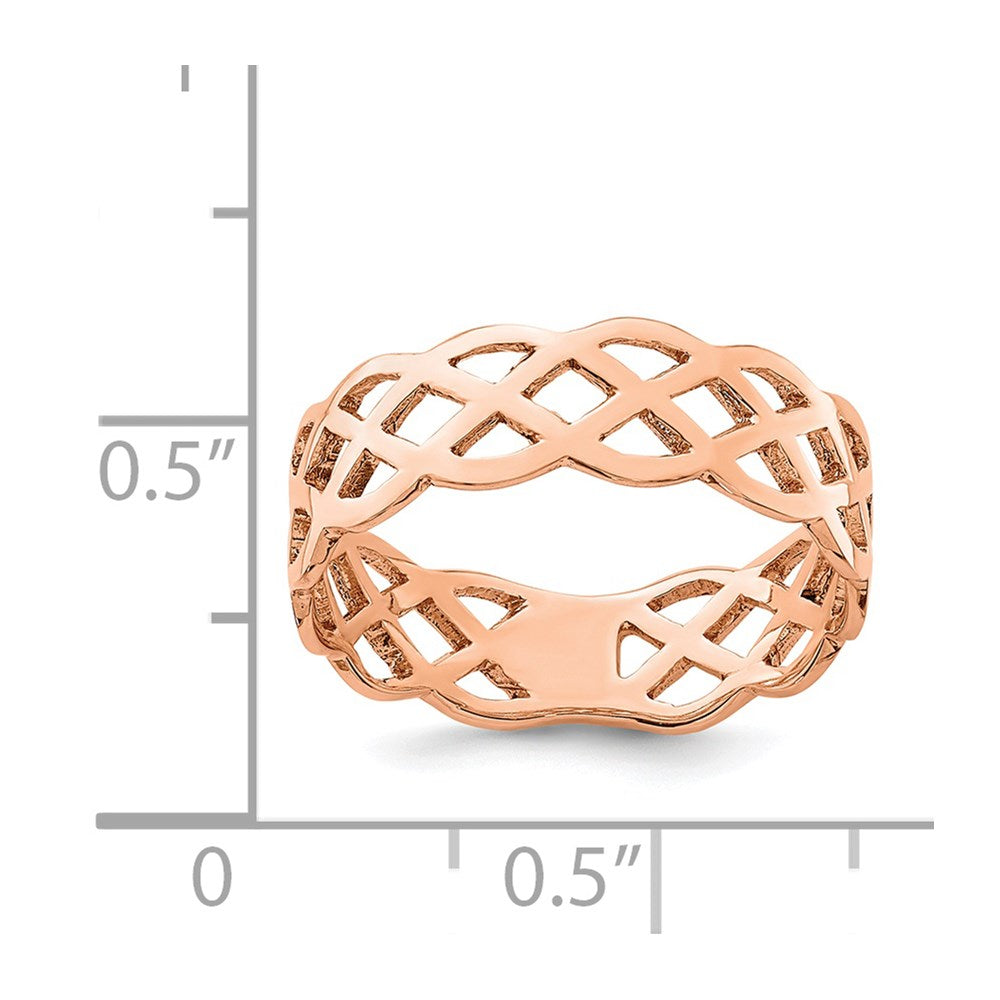 14K Rose Polished Weave Ring-D4733