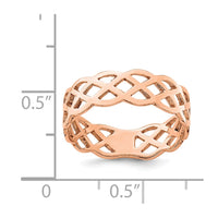 14K Rose Polished Weave Ring-D4733