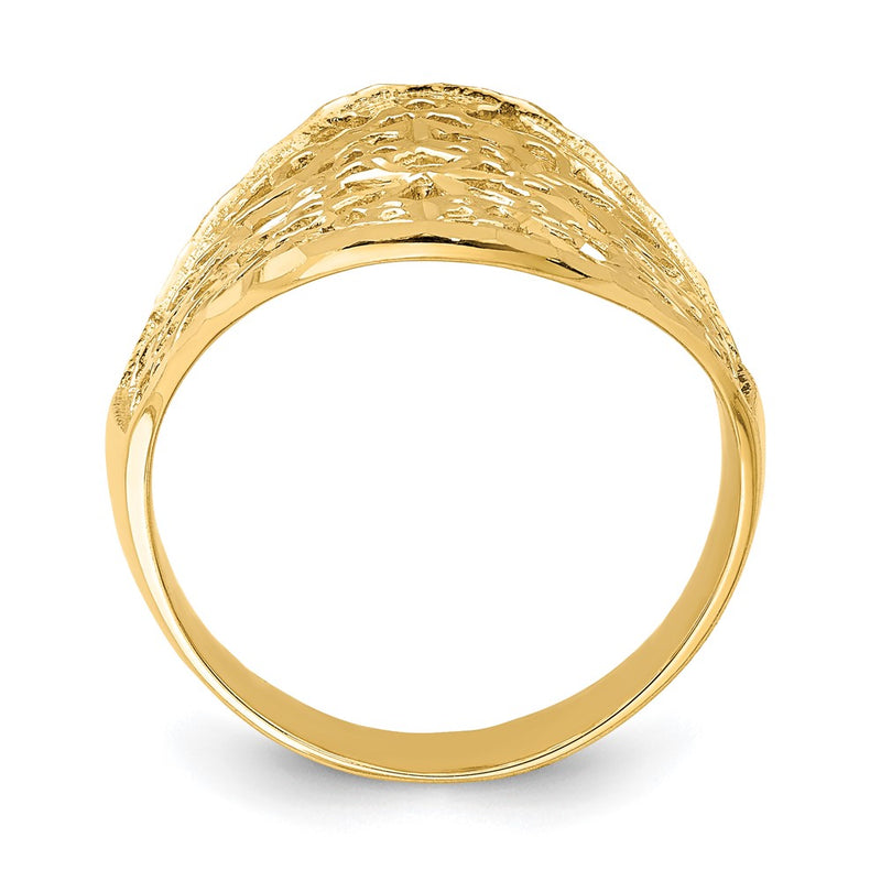 14K Polished Filigree Ring-D4739