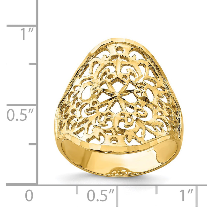 14K Polished Filigree Ring-D4739