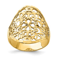 14K Polished Filigree Ring-D4739