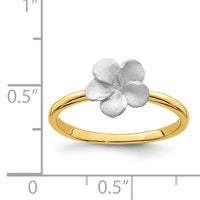 14K Two-tone Brushed & Polished Plumeria Ring-D4740