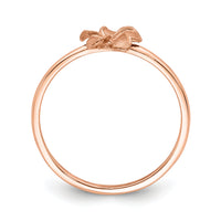 14k Rose Brushed & Polished D/C Plumeria Ring-D4742