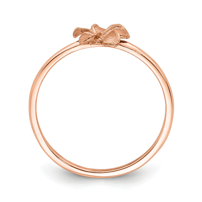 14k Rose Brushed & Polished D/C Plumeria Ring-D4742