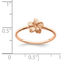 14k Rose Brushed & Polished D/C Plumeria Ring-D4742