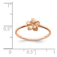 14k Rose Brushed & Polished D/C Plumeria Ring-D4742