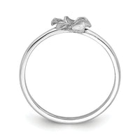 14K White Brushed & Polished D/C Plumeria Ring-D4743