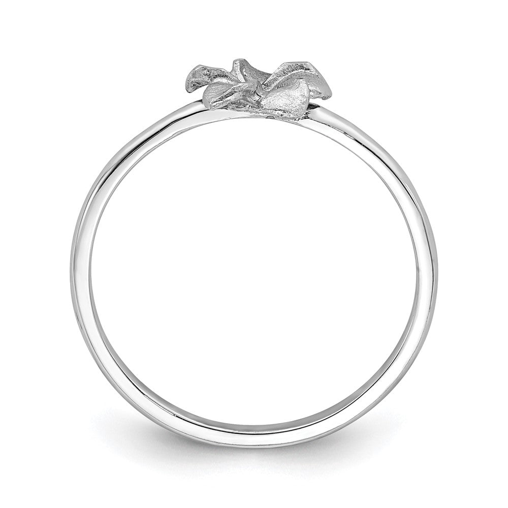 14K White Brushed & Polished D/C Plumeria Ring-D4743