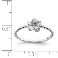 14K White Brushed & Polished D/C Plumeria Ring-D4743