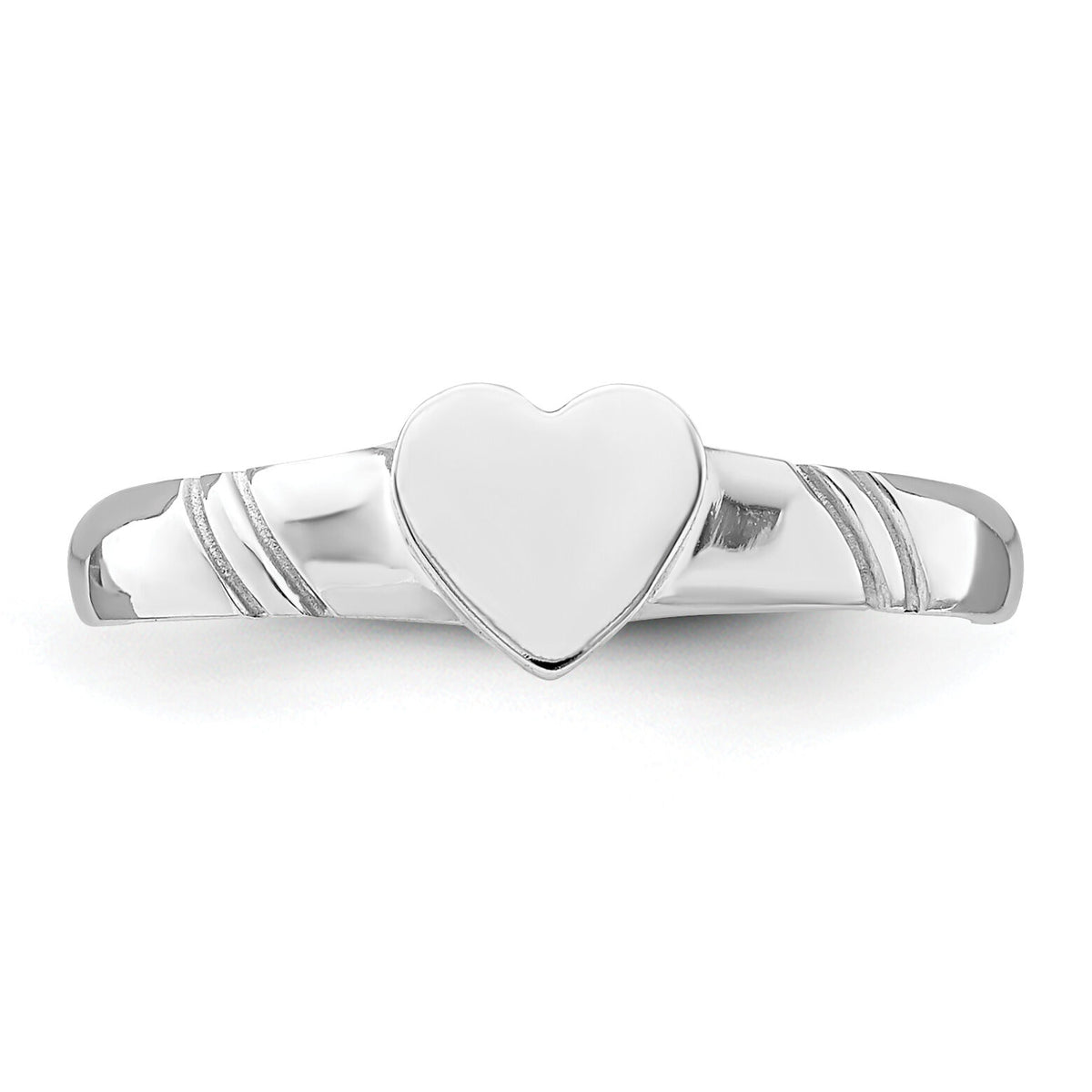 14K White Polished Heart Children's Ring-D4746