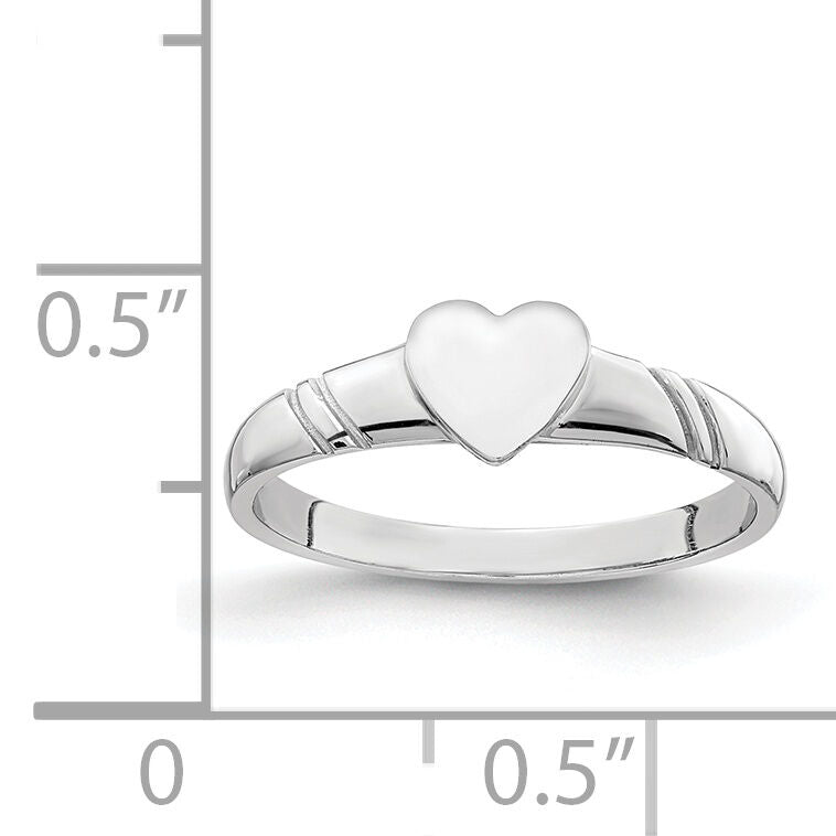14K White Polished Heart Children's Ring-D4746