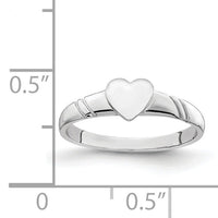 14K White Polished Heart Children's Ring-D4746