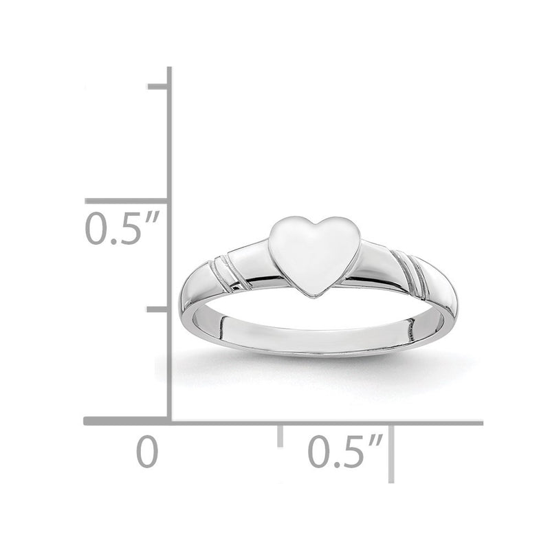 14K White Polished Heart Children's Ring-D4746