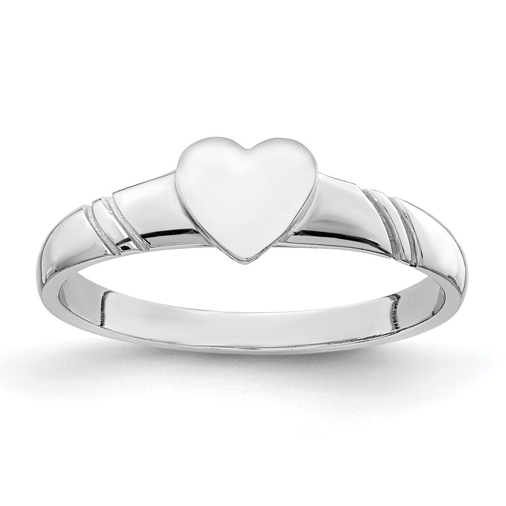 14K White Polished Heart Children's Ring-D4746