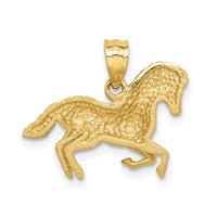 14K Brushed and Diamond-cut Horse Pendant-D4747