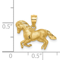 14K Brushed and Diamond-cut Horse Pendant-D4747