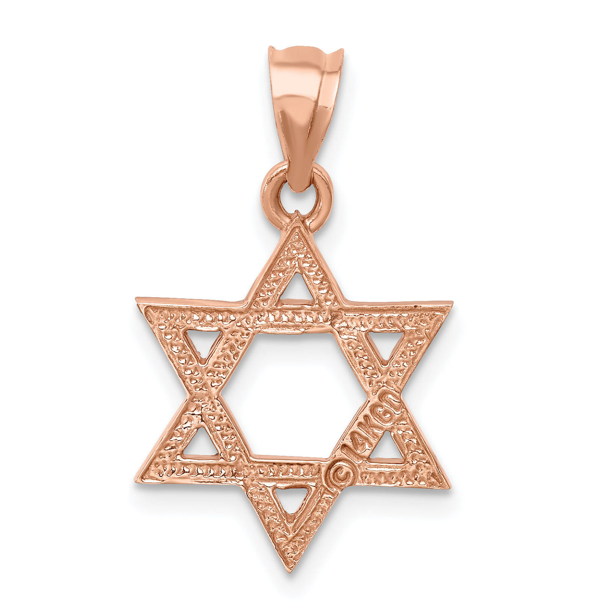 14K Rose Polished Star of David Pendant-D4750