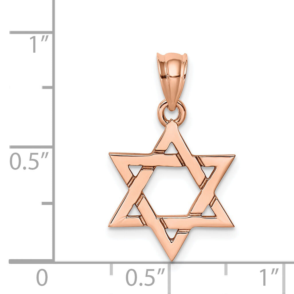 14K Rose Polished Star of David Pendant-D4750