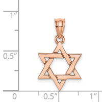 14K Rose Polished Star of David Pendant-D4750