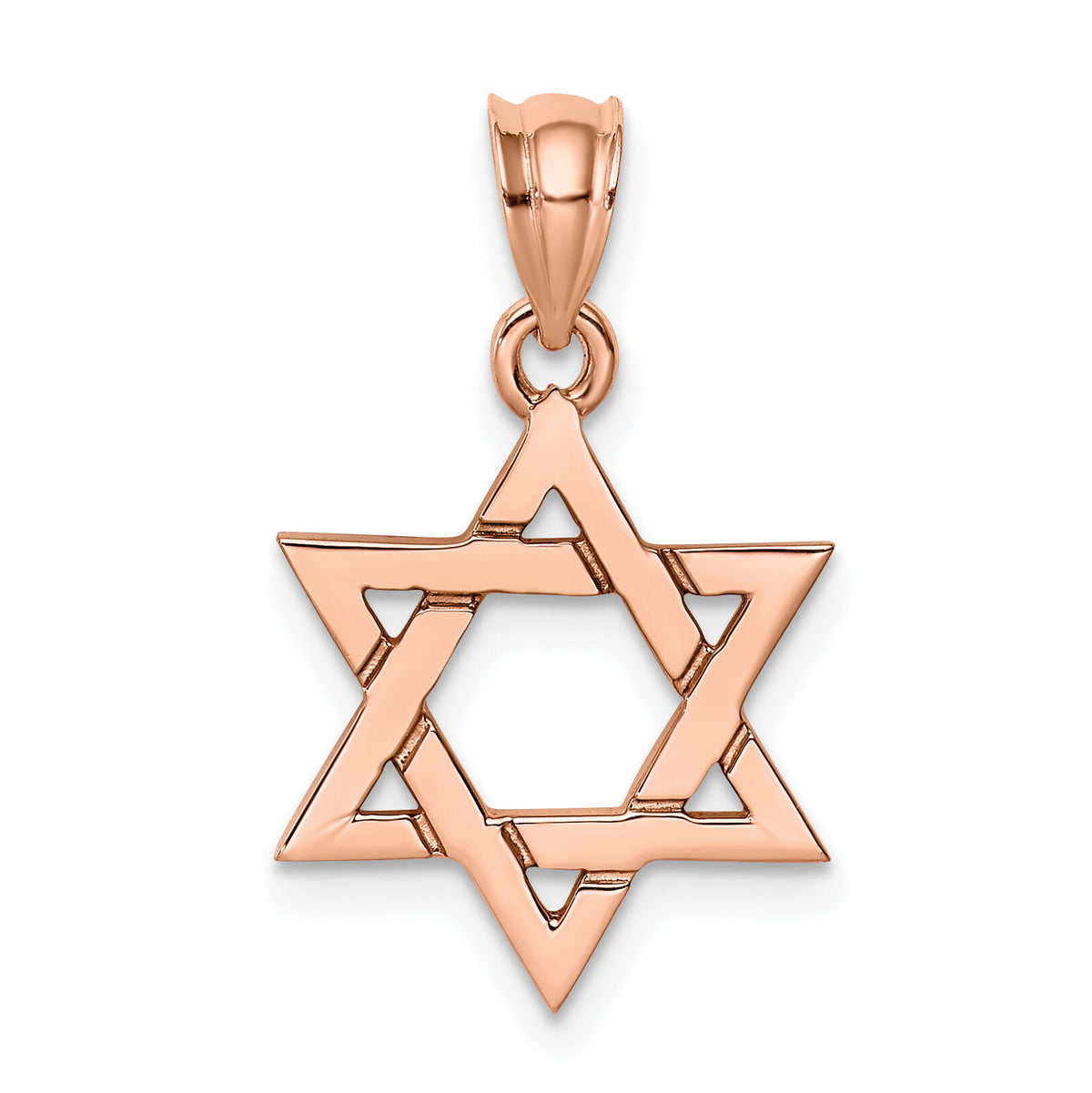 14K Rose Polished Star of David Pendant-D4750