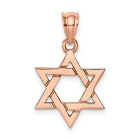 14K Rose Polished Star of David Pendant-D4750