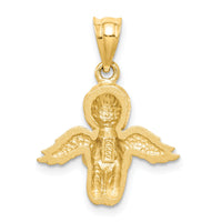14K Brushed & Diamond-cut Angel Pendant-D4751