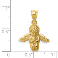 14K Brushed & Diamond-cut Angel Pendant-D4751