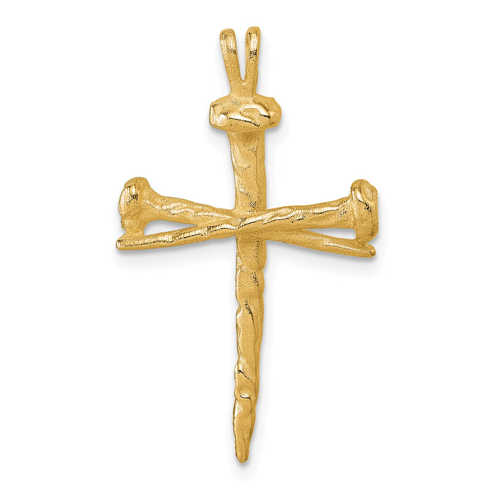 14K Polished Nail Cross Charm-D4755