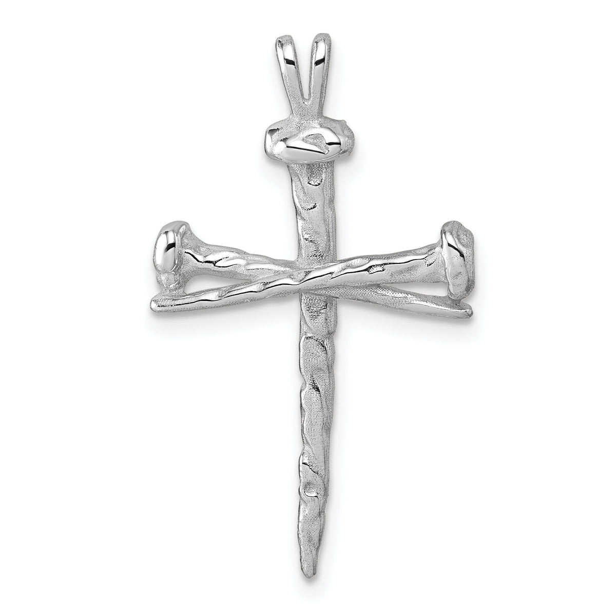 14K White Gold Nail Cross Charm-D4755W