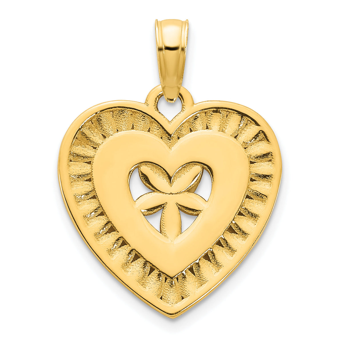 14ky Fancy Heart Pendant-D5004