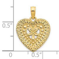 14ky Fancy Heart Pendant-D5004