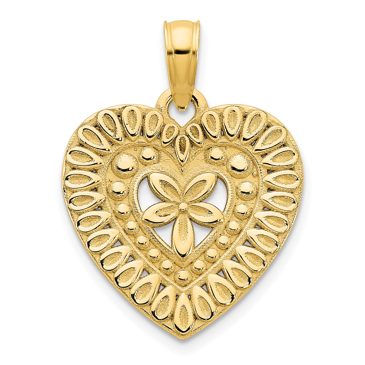 14ky Fancy Heart Pendant-D5004