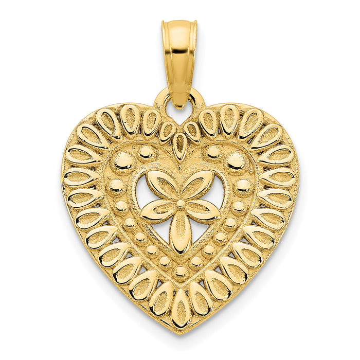 14ky Fancy Heart Pendant-D5004