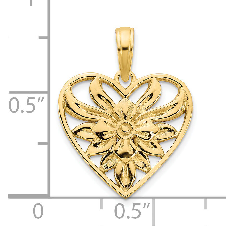 14ky Fancy Heart Pendant-D5010