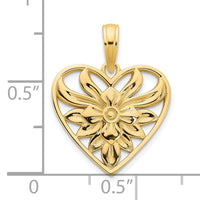 14ky Fancy Heart Pendant-D5010