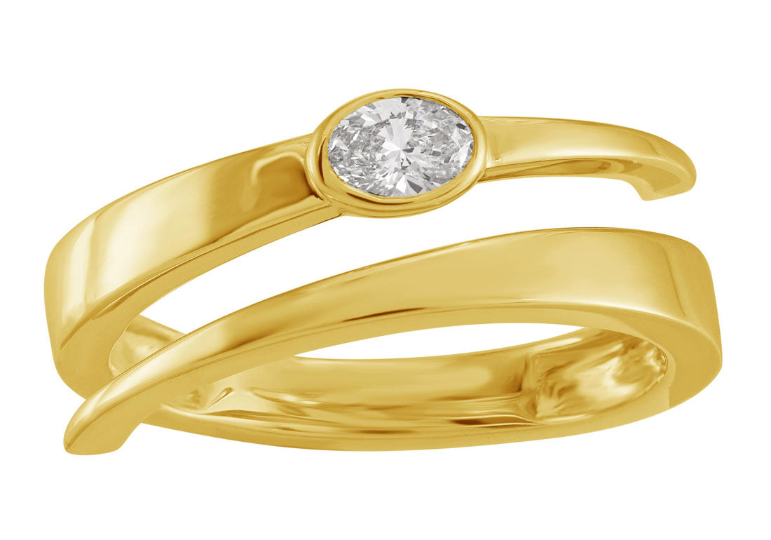 Yellow Gold Oval Diamond Ring