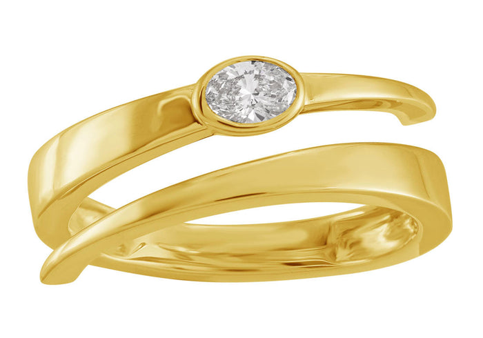 Yellow Gold Oval Diamond Ring