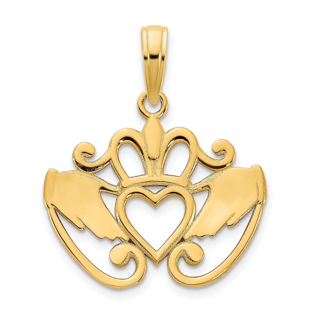14k Fancy Claddagh Pendant-D5011