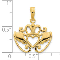14k Fancy Claddagh Pendant-D5011