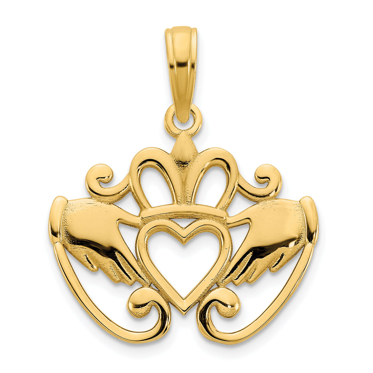 14k Fancy Claddagh Pendant-D5011