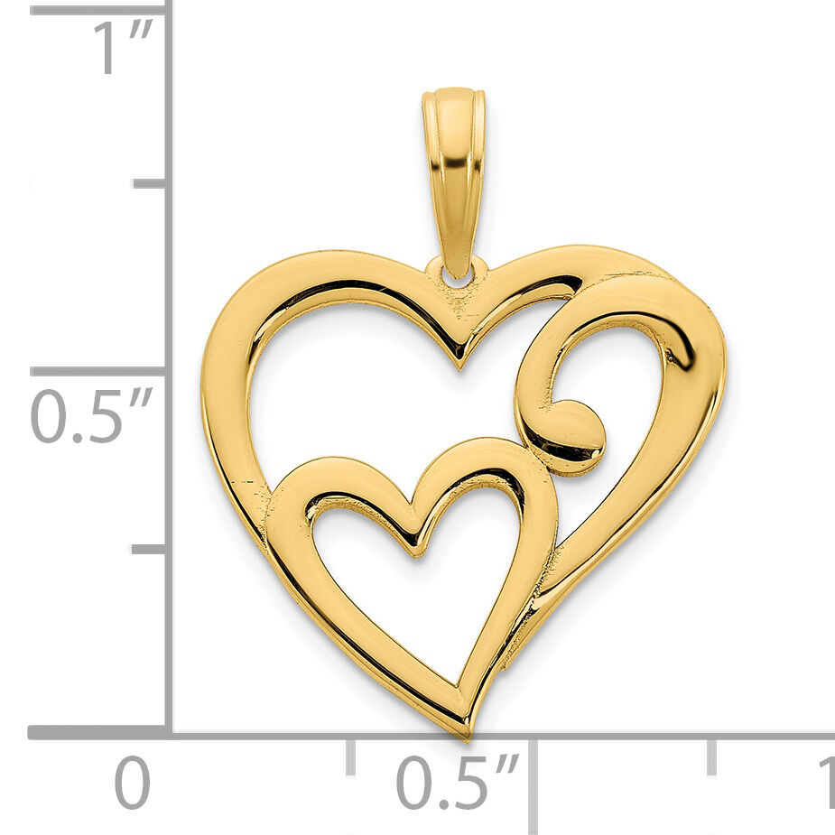 14k Heart in Heart Pendant-D5015