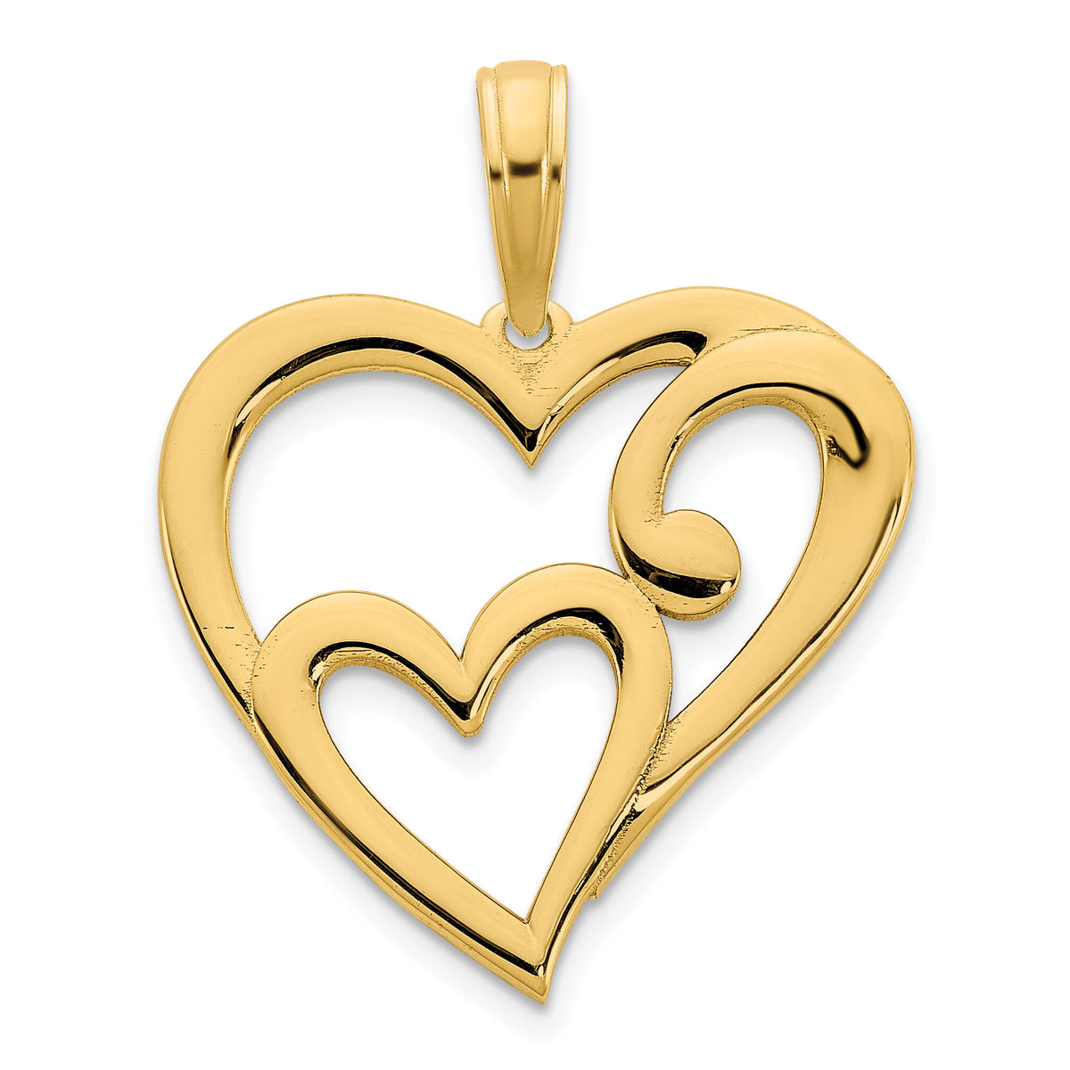 14k Heart in Heart Pendant-D5015