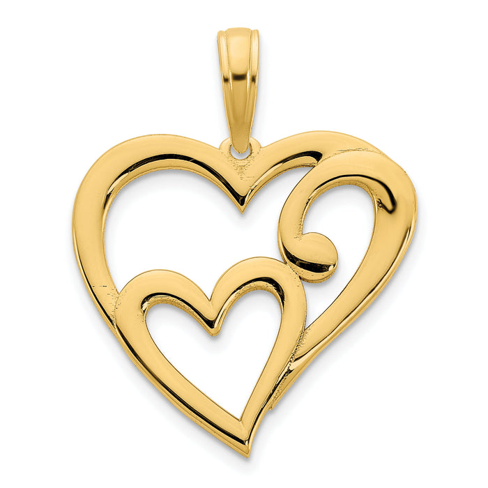 14k Heart in Heart Pendant-D5015