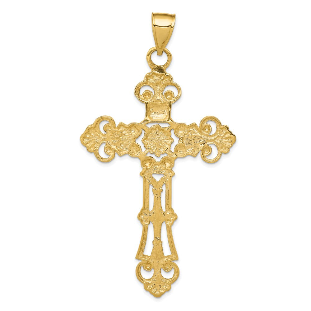 14k Fleur De Lis Large Cross Pendant-D503