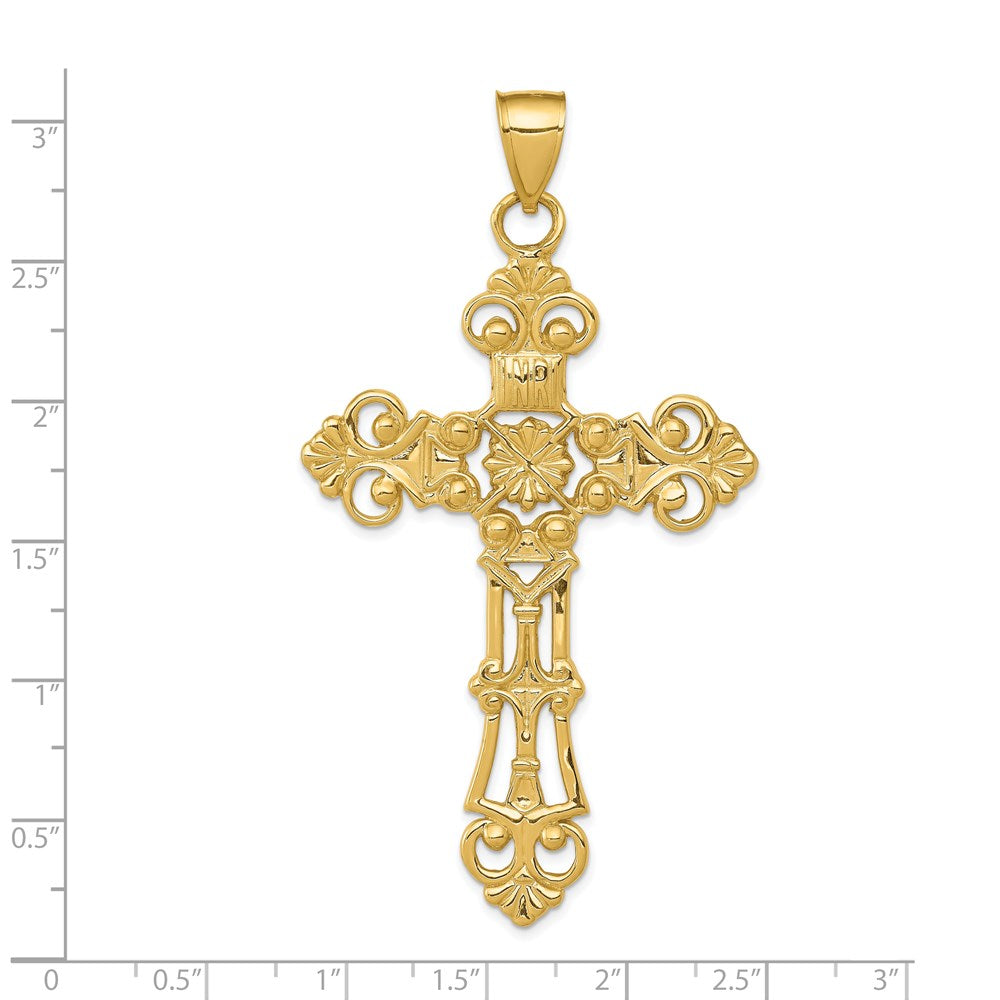 14k Fleur De Lis Large Cross Pendant-D503