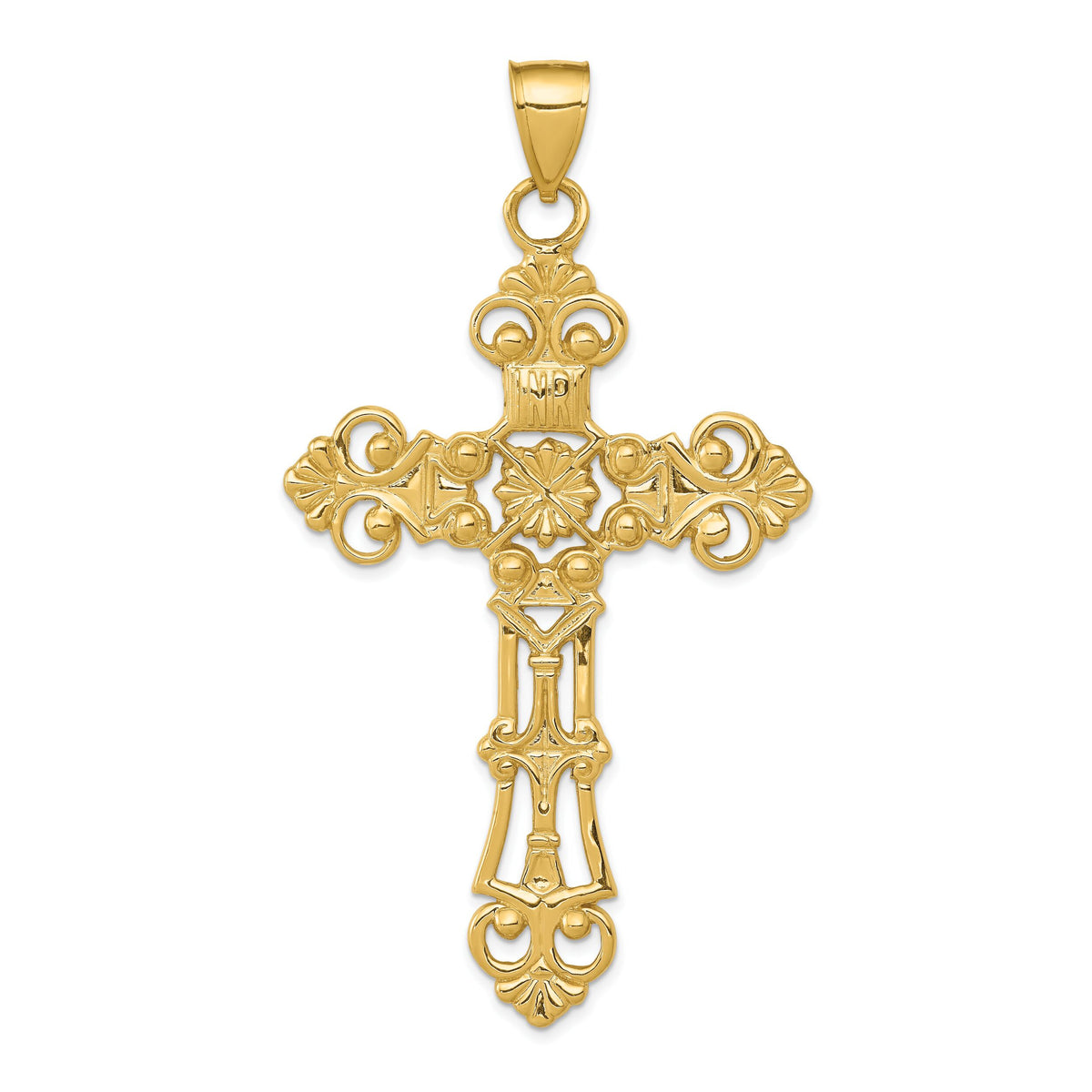14k Fleur De Lis Large Cross Pendant-D503