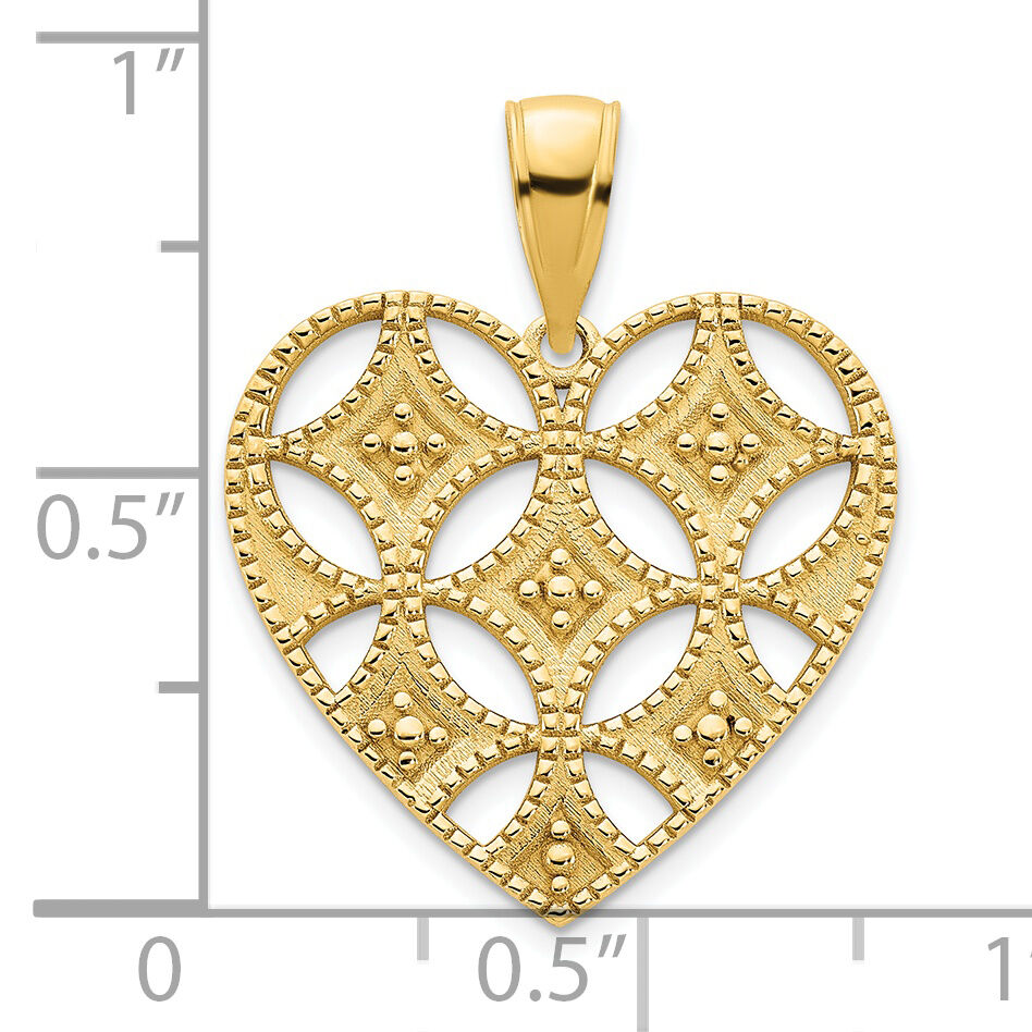 14ky Fancy Heart Pendant-D5034