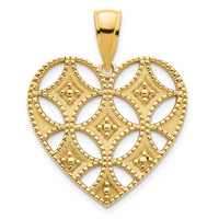 14ky Fancy Heart Pendant-D5034