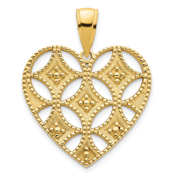 14ky Fancy Heart Pendant-D5034