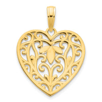 14ky Fancy Heart Pendant-D5036